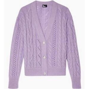 The Kooples New Cable Knit Cardigan Lavender/Purple Size FR 1/US Small MSRP $345